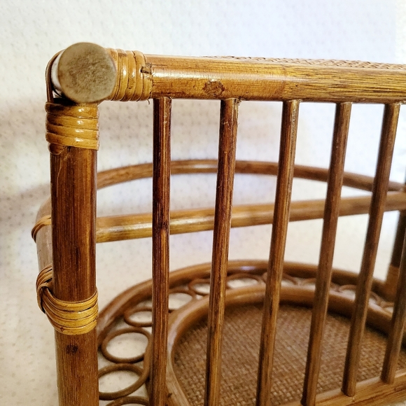 Vintage Wicker Rattan Bamboo Magazine Rack - Picture 5 of 9
